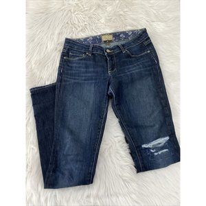 Paige jeans womens dark washed size 27 distressed skyline fit